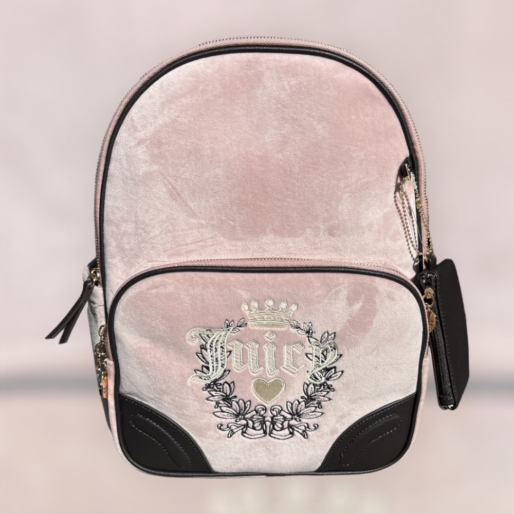 Stunning Juicy Couture Velour Dusty Blush Heritage backpack